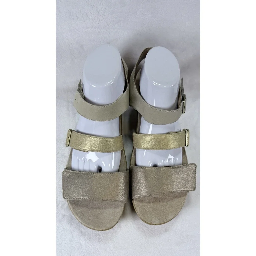 Dansko Malena Metallic Gold Wedge Sandal Women Size 41 (10.5-11) Comfort Shoe
